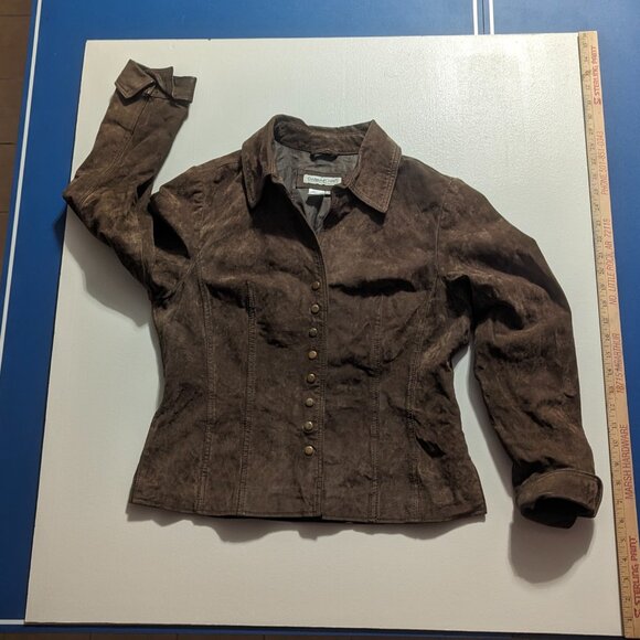Coldwater Creek Size Medium Distressed Suede Jacket in Brown - Picture 11 of 12